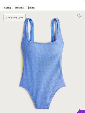 Sparkle rib squareneck one-piece swimsuit